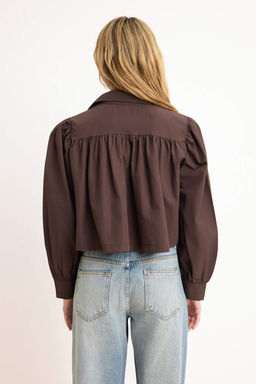 Kahverengi Buzgulu K?sa/Crop Kesim Gomlek TWOSS26GO00137 - Trendyolmilla фото 4