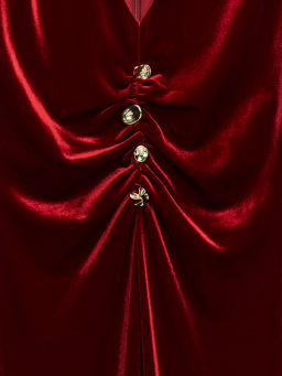 Бархатное платье с драпировкой и пуговицами / Zarina