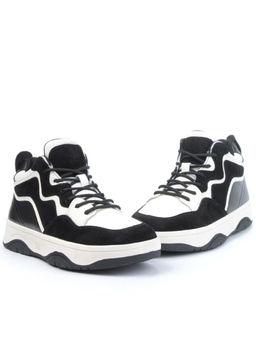 05-P100-1Z BLACK/LT. BEIGE Кроссовки женские зимние (натуральная кожа, шерсть)