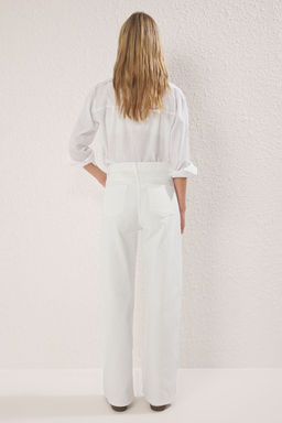 Beyaz Yuksek Bel Wide Leg Jeans TWOSS25JE00294 - Trendyolmilla фото 4