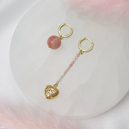 Серьги с камнем розовый Опал