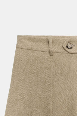 PANTAL?N ANCHO CON LINO ZW COLLECTION / Khaki - Zara фото 7