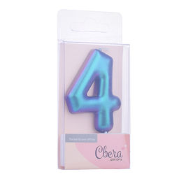 Свеча Цифра, 4, Фантом, Хамелеон, 4*6 + 2,5 см, 1 шт. с держателем