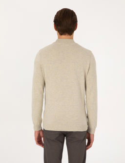 Kum Melanj Slim Fit Yar_m Bal_k__ Yaka Basic Triko Kazak - Pierre cardin фото 5