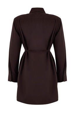 Beyaz-Gri Cizgili Kravat Detayl? Mini Dokuma Elbise TWOAW26EL00279 - Trendyolmilla фото 10