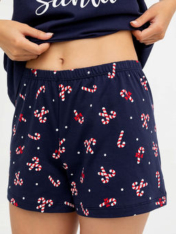 Комплект женский (джемпер, шорты) синий с принтом конфеты - Mark formelle фото 5