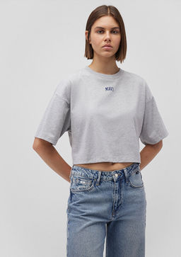 Mavi Logo Bask?l? Gri Crop Tisort  фото 2