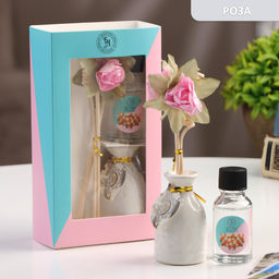 Набор подарочный с диффузором «Ваза с цветком», аромат роза, «Богатство Аромата»