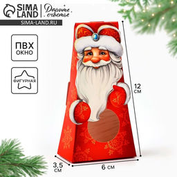 Цена за 5 шт. Коробка новогодняя складная с окном «Дедушка Мороз», 6×12×3.5 см