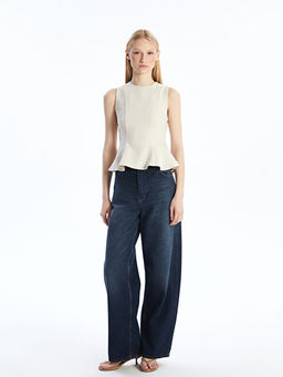 Bisiklet Yaka Peplum Bluz