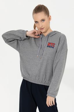 U. S. Polo Assn Женский серый меланжевый свитшот с капюшоном