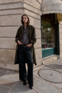 WOOL COAT WITH PUFF SLEEVES AND CONTRAST COLLAR - Zara фото 6
