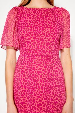 Fusya Animal Desenli A Kesim Melek Kol Astarl? Sifon Ucus Ucus Dokuma Midi Elbise TWOSS23EL01372