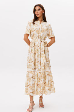 Платье Lars Style 1101 молочно-бежевый принт