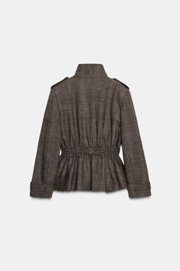 ZW COLLECTION CHECK PEPLUM WOOL BLEND JACKET - Zara фото 5