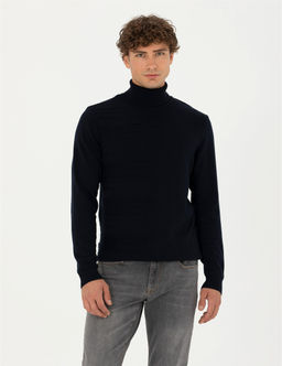 Lacivert Slim Fit Bal_k__ Yaka Triko Kazak - Pierre cardin фото 3