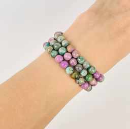 Бусины для украшений из Фосфосидерита и Варисцита (65 бусин) 39 см