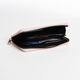 Кошелёк женский, четрые отделения, на молнии, розовый