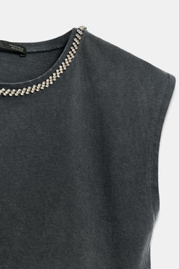 CAMISETA JOYAS EFECTO LAVADO / Gris antracita - Zara фото 8