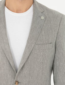 A__k Ye_il Ex. Slim Fit Keten Kar___ml_ Ceket