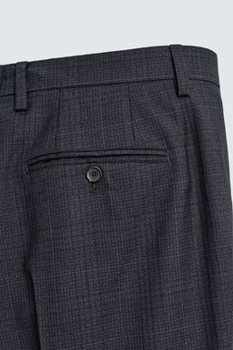 PANTAL?N TRAJE CUADROS 100% LANA / Marino - Zara фото 8