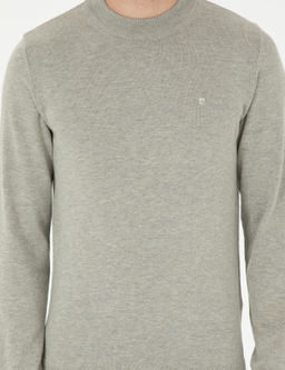A__k Gri Melanj Slim Fit Yar_m Bal_k__ Yaka Basic Triko Kazak - Pierre cardin фото 6