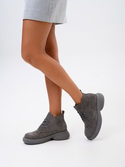 Ботинки 308.927gr.Серый замок замша+серый/мех