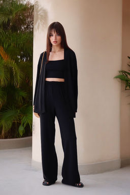 9192 Костюм из кимоно и брюк-палаццо чёрный - Martichelli фото 19