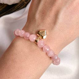 Браслет с подвеской "Сердце" из Розового кварца