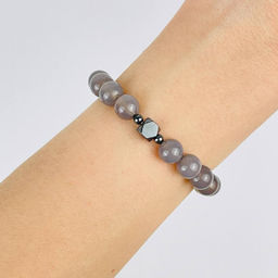 Браслет из серого Агата со вставкой