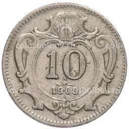 Монета 10 геллеров 1909 года Австрия