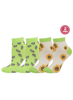 Цена за 2 пары Носки короткие Conte Elegant, ш.белый-з.яблоко