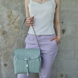 Женская кожаная сумка через плечо под крокодила 0112-18 - Cidirro фото 4