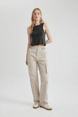 Coool Straight Fit Gabardin Pantolon Kargo Cepli