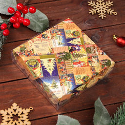 Цена за 5 шт. Коробка для печенья, кондитерская новогодняя упаковка «Новогодняя афиша», 12×12×3 см