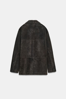 OVERSIZED 100% LEATHER SUEDE JACKET - Zara фото 7