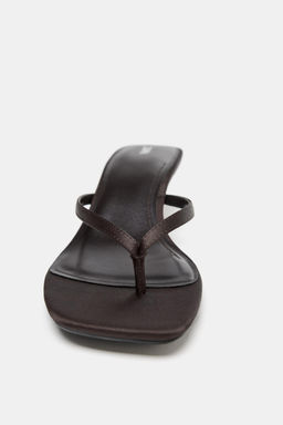 SATIN KITTEN-HEEL SANDALS - Zara фото 12