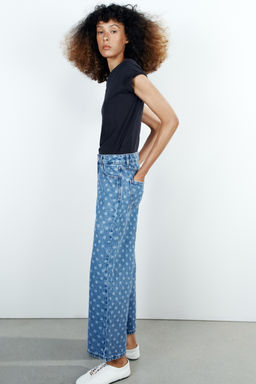 JEANS Z1975 CULOTTE TIRO ALTO LUNARES / Azul medio - Zara фото 4