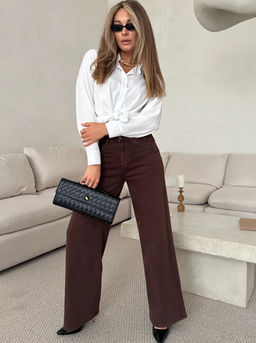 K13505 Джинсы Багги палаццо КОРИЧНЕВЫЙ