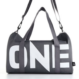 Сумка спортивная на молнии TEXTURA, с подкладкой, длинный ремень, маленький размер, с акцентным принтом, серая