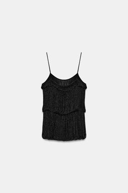 TOP DRAPEADO ABALORIOS ZW COLLECTION / Negro - Zara фото 6