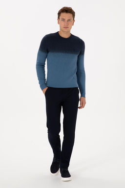 Erkek Lacivert Slim Fit Kanvas / Chino Pantolon