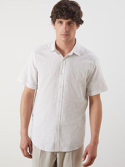 Slim Fit K?sa Kollu Desenli Erkek G?mlek