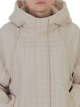 8039 LT. BEIGE Куртка стеганная демисезонная женская (100 гр. холлофайбер) - Фабричный китай фото 4