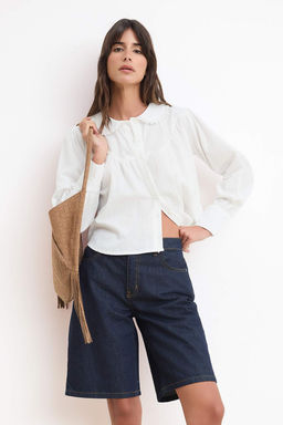 Beyaz Dantel Garnili Buzgulu Pamuklu Gomlek TWOSS26GO00084