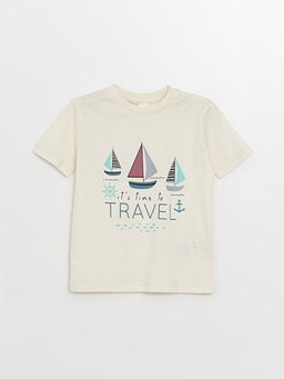 Bisiklet Yaka K?sa Kollu Bask?l? Erkek Bebek Ti??rt