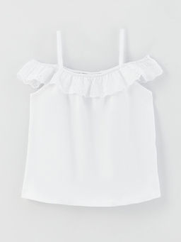 Kay?k Yaka Fisto Detayl? K?sa Kollu K?z ?ocuk Ti??rt