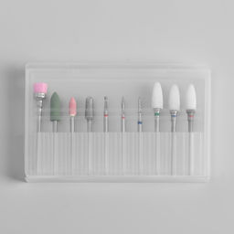 Фрезы для маникюра в пластиковом органайзере, 10 шт