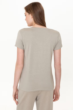 Женская футболка цвета хаки с V-образным вырезом Basic - U.s. polo assn фото 17