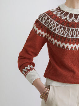 Bisiklet Yaka Desenli Kad?n Triko Kazak